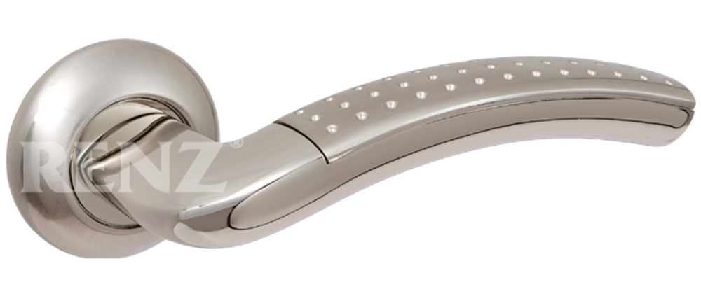 Ручка круг Ренц Венеция, цвет никель матовый/блестящий ЦАМ (гарантия - 10 лет)