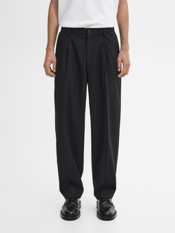 Massimo Dutti Брюки свободного кроя в тонкую полоску, черный