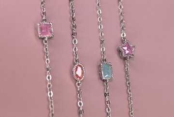 Цепь с цветными вставками премиум 2 мм