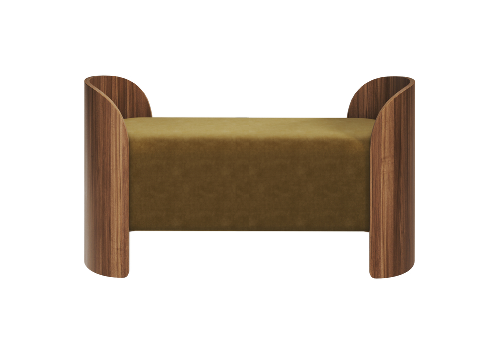 Банкетка Lagom 2 120 см (янтарный FiberGuard, орех)