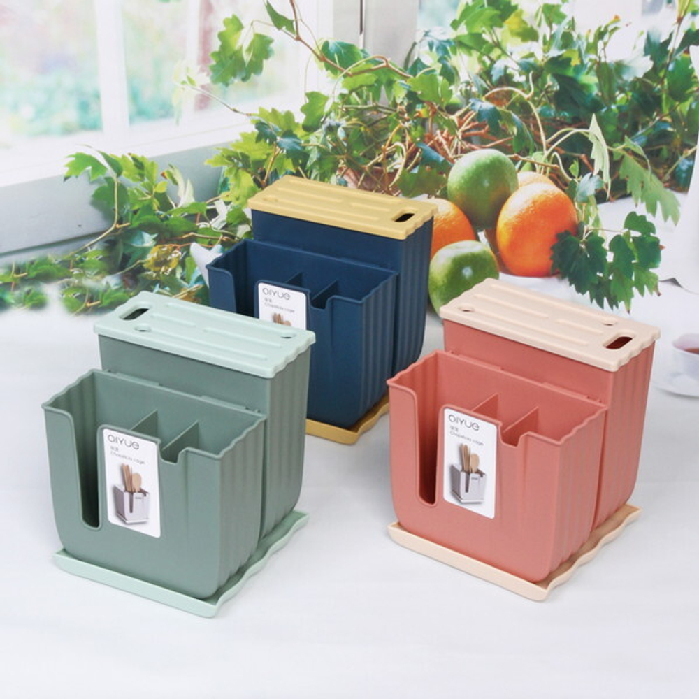 Подставка для ножей и столовых приборов «Стиль» 16*15*19см с поддоном, микс