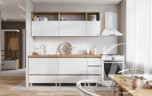 Кухня Хелен ЛДСП 2.0 (дуб крафт золото/белый шагрень)