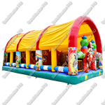 Надувной батут "Зверята с крышей 3" со скалодромом, 13*7*6 м
