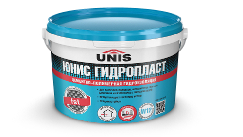 Армированная цементно-полимерная гидроизоляция UNIS ГИДРОПЛАСT W12 5 кг