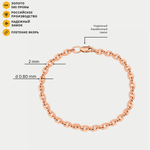 Браслет цепной из розового золота 585 пробы якорного плетения без вставок (арт. НБ 12-206ПГ 0.80)
