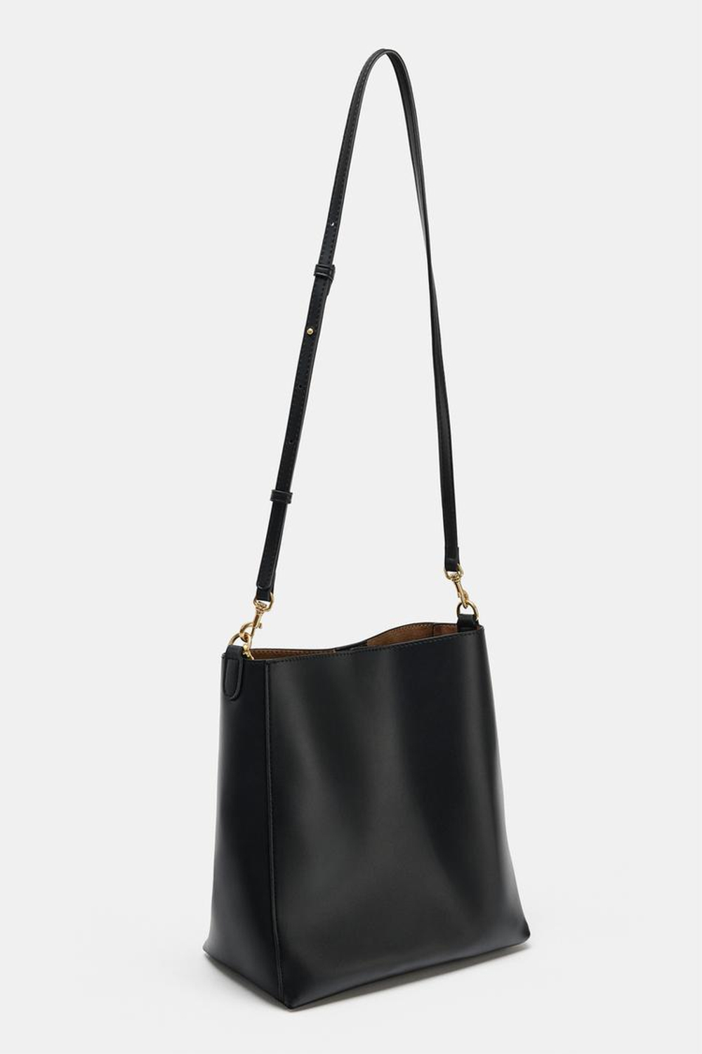 ZARA СУМКА-МЕШОК С АКЦЕНТНОЙ РУЧКОЙ, ЧЕРНЫЙ
