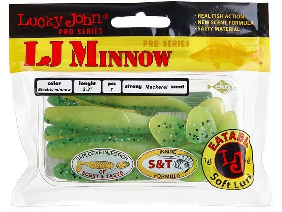 Виброхвосты съедобные LJ Pro Series MINNOW 3.3in (8,4 см), цв. T18, 7 шт.