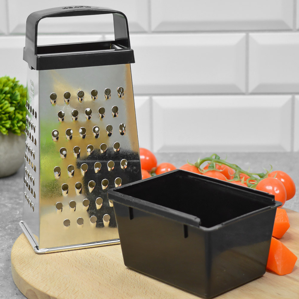 Терка 4-х гранная с пластиковой ручкой и контейнером 450мл, 11*8,5*27см