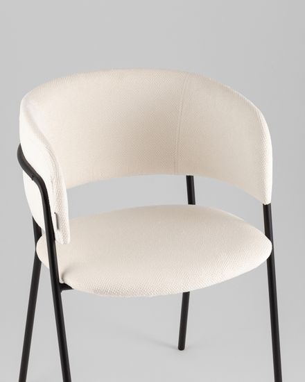 Кресло Нэлли New буклированный велюр белый, черные ножки металл