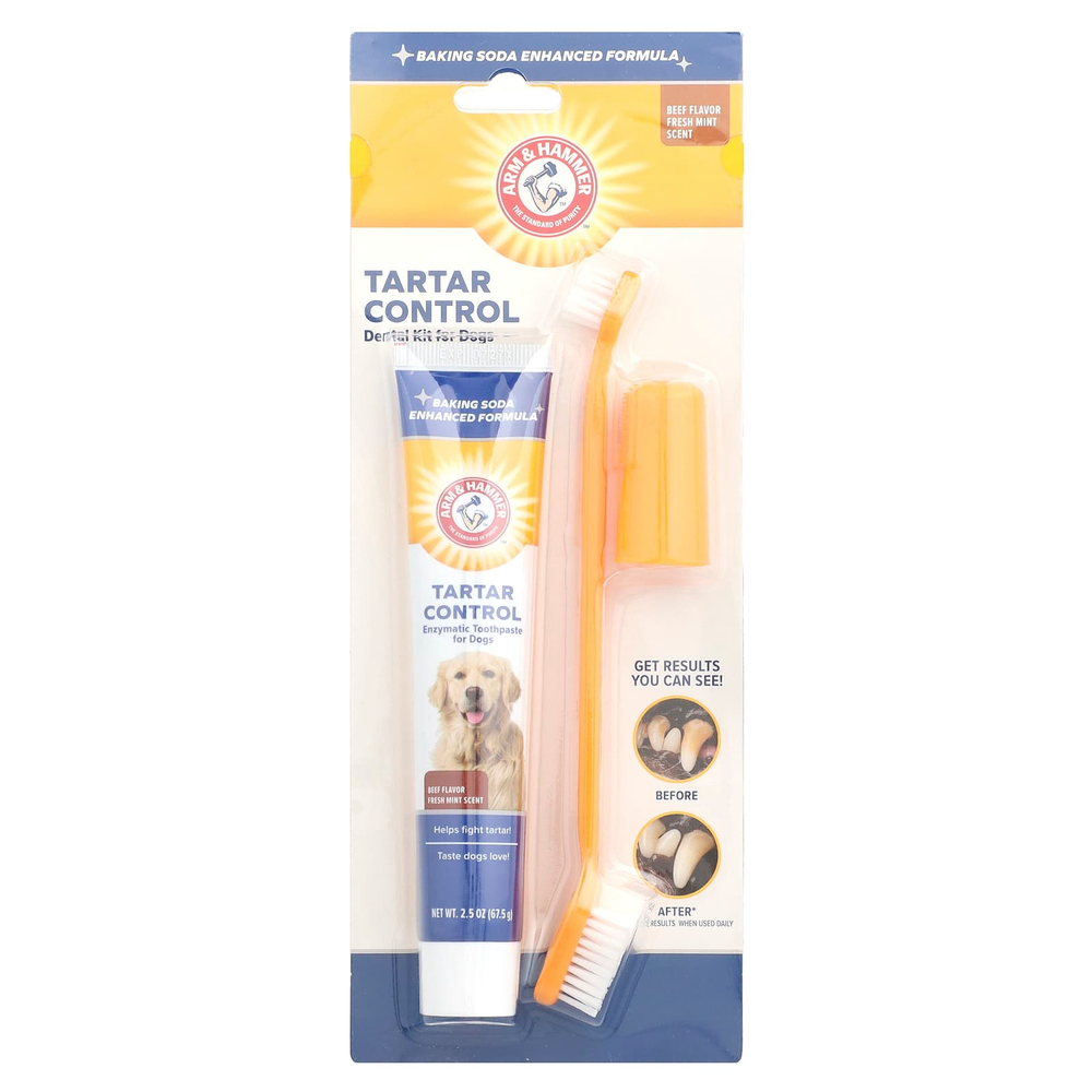 Arm & Hammer, Tartar Control, стоматологический набор для собак, говядина, набор из 3 предметов