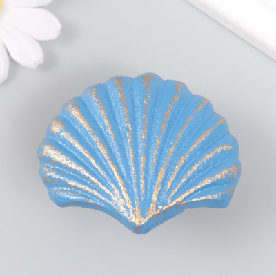 Ручка дверная чугун "Морская ракушка" голубая с патиной 5,4х6,4 см 9540214