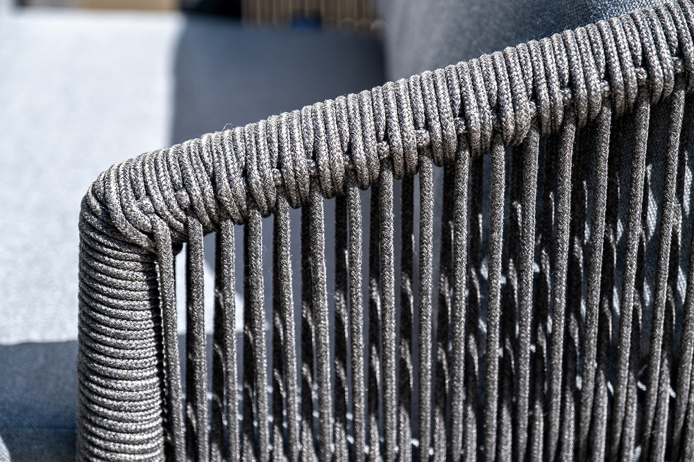 "Лугано" лаунж-зона 5-местная плетеная из роупа (веревки), каркас алюминиевый темно-серый, роуп темно-серый