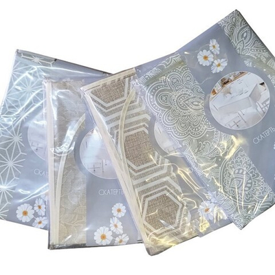 Скатерть ДУЭТ с бейкой 130*140 тканев.основа с ПВХ покрытием и тиснением Микс расцветок