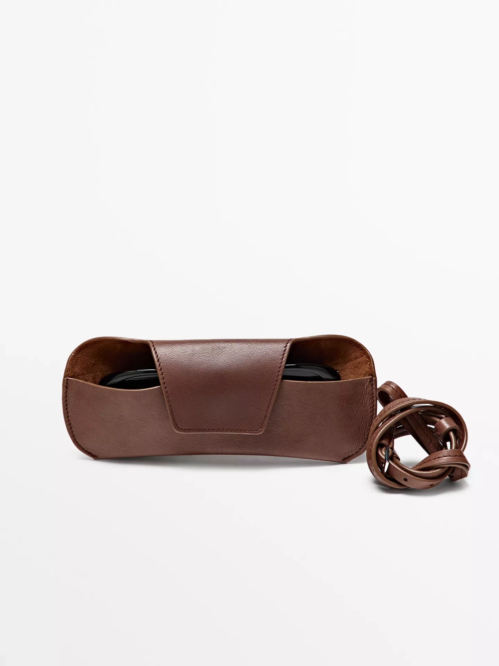 Massimo Dutti ЧЕХОЛ ДЛЯ СОЛНЦЕЗАЩИТНЫХ ОЧКОВ ИЗ КОЖИ НАППА, КОРИЧНЕВЫЙ