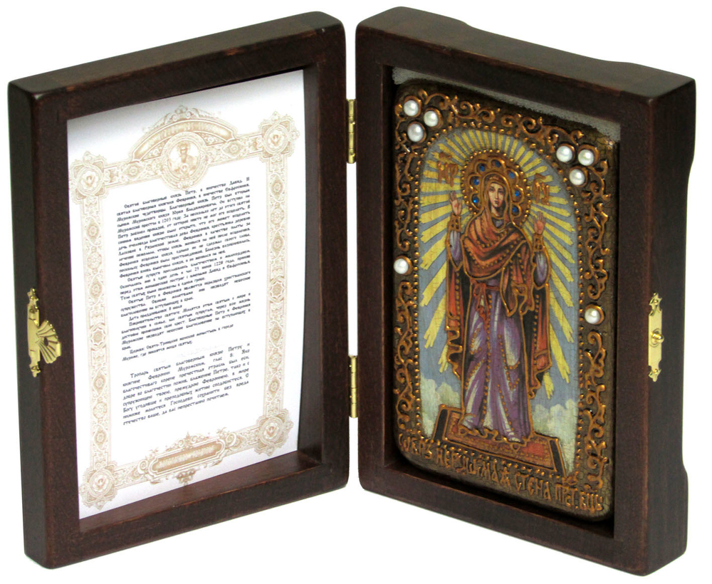Икона Божией Матери "Нерушимая Стена" 15х10см на натуральном дереве в подарочной коробке