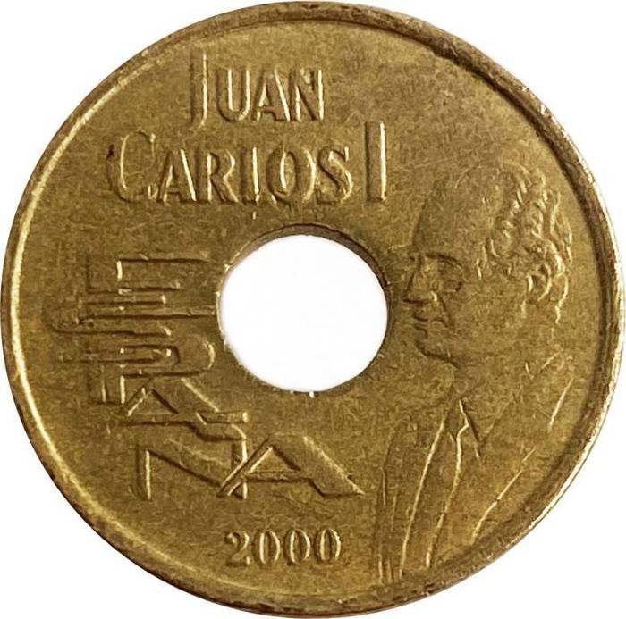 25 песет 2000 Испания «Хуан Карлос» XF