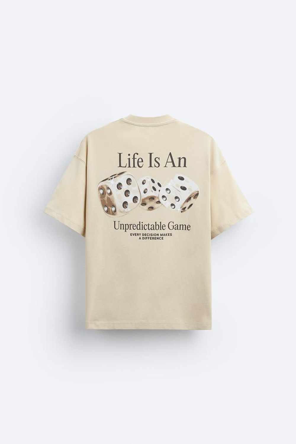 ZARA ФУТБОЛКА С ПРИНТОМ И НАДПИСЬЮ, ЭКРЮ