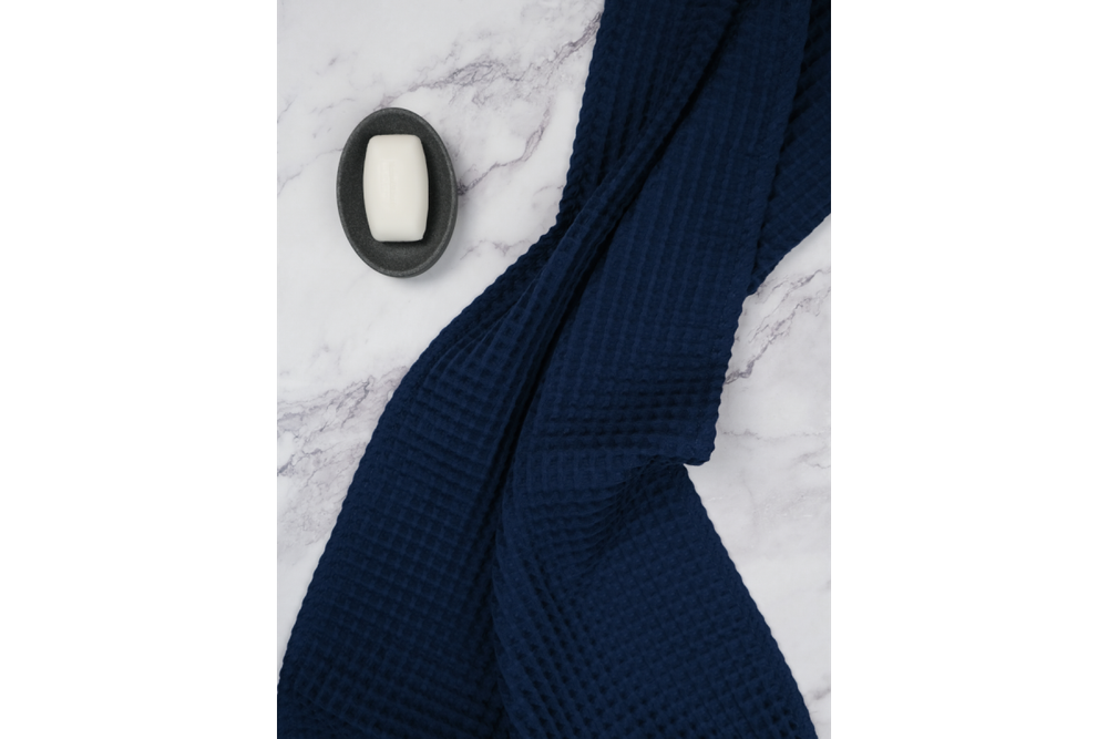 Комплект полотенец вафельных Home One 70х140 (2шт) темно-синий, молочный