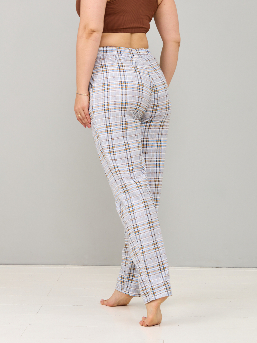 Брюки Б-18/клетка-рогожкабирюза