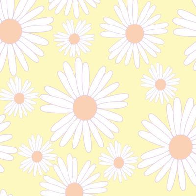 Узор из белых ромашек на желтом фоне