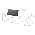 Подушка спинки 3-местного дивана-кровати - GRÄLVIKEN /GRАLVIKEN   IKEA/ ГРЭЛВИКЕН ИКЕА, 100х50х24 см, серый