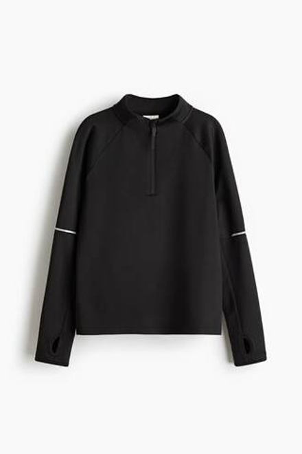 H&M Лонгслив из мягкого джерси с флисовой подкладкой ThermoMove, черный