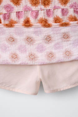 ZARA ЮБКА-ШОРТЫ С ПРИНТОМ «СОЛНЦЕ», РОЗОВЫЙ