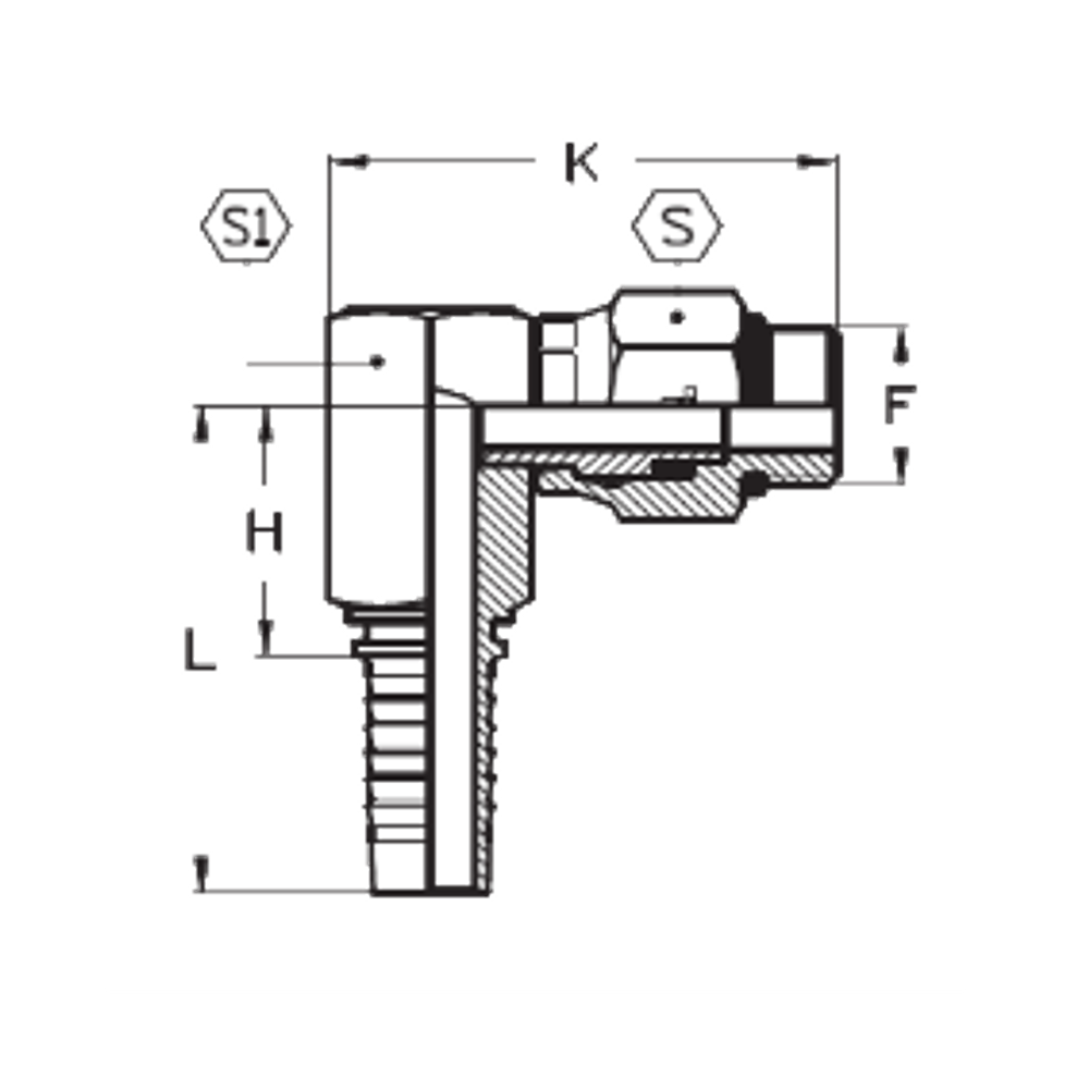 Фитинг DN 12 SAE J516 (Ш) 7/8 (90) поворотный
