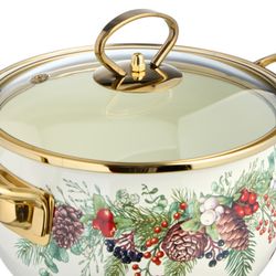 КАСТРЮЛЯ ЭМАЛИРОВАННАЯ AGNESS СО СТЕКЛЯННОЙ КРЫШКОЙ СЕРИЯ "CELEBRATION", 2.0 Л, 18*11 СМ