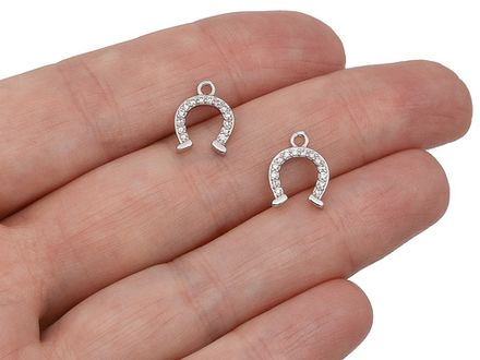 Подвеска "Подкова" 12мм, со стразами