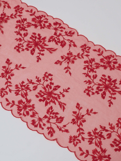 Вышивка на сетке красная неэластичная ширина 20 см