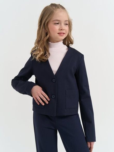 Жакет укороченный для девочки "Синий" 7+