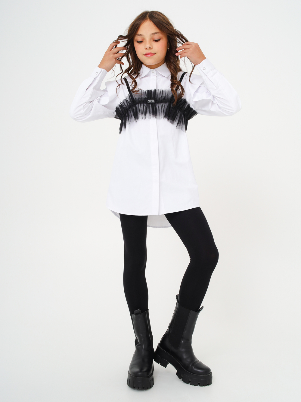 Манишка из фатина, черная