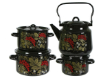 Набор кастрюль "Рябина" черная с красной тонировкой 24413