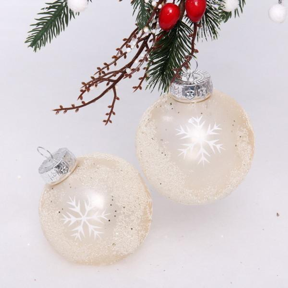 Набор украшений SHINE "Snow Sand" 8 см (2 шт.), light champagne (Серпантин)