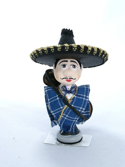 Кукла потешка Мексиканец. Игрушка фарфоровая ручной работы