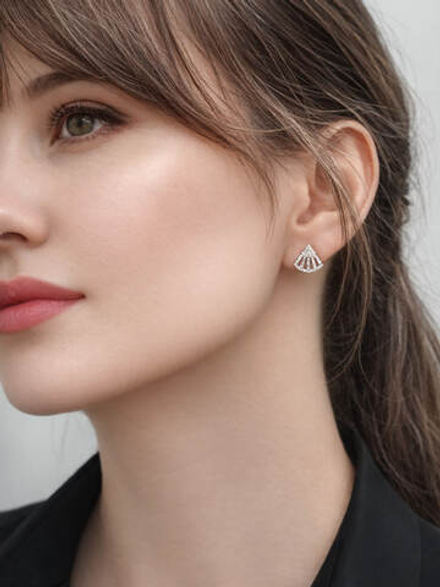 Серьги Oubi Yabi «Сияющий веер» Silver