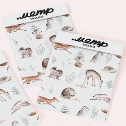 Ткань лен лесные зверьки