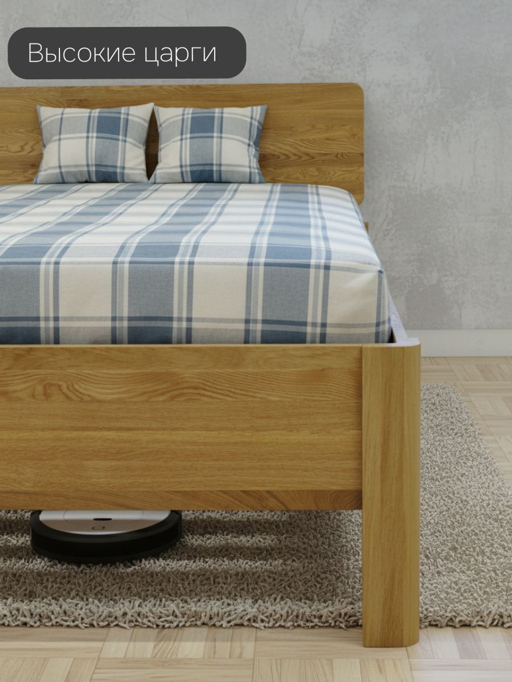 Кровать двуспальная, 160х200, Магнелия, с настилом, массив дуба, лак, Dipriz