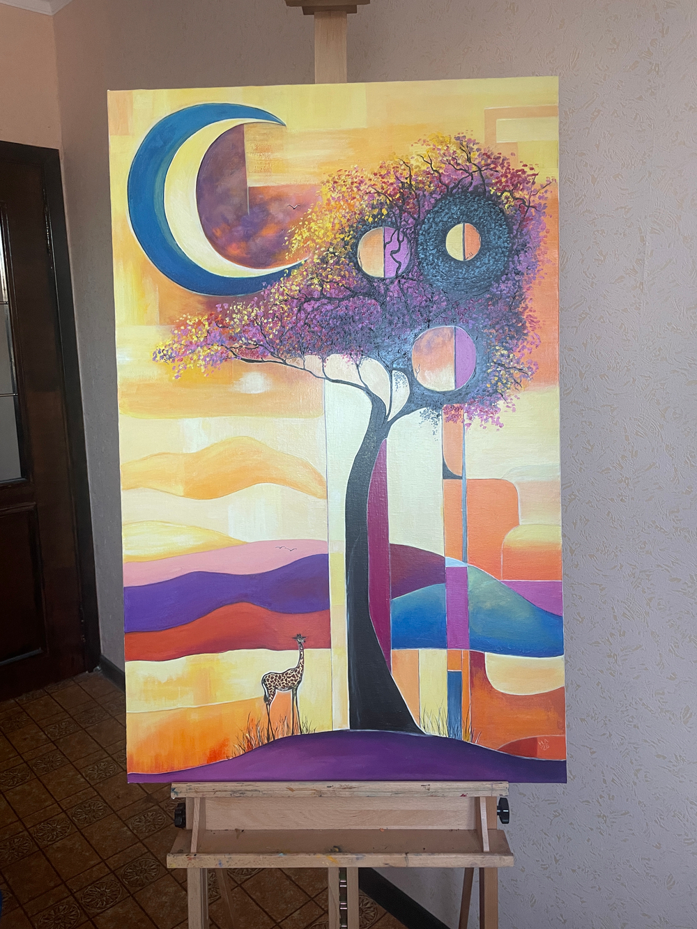 Картина маслом на холсте "Африка" 70х110 см. Деревянный подрамник. Художник Наталия Осадчук