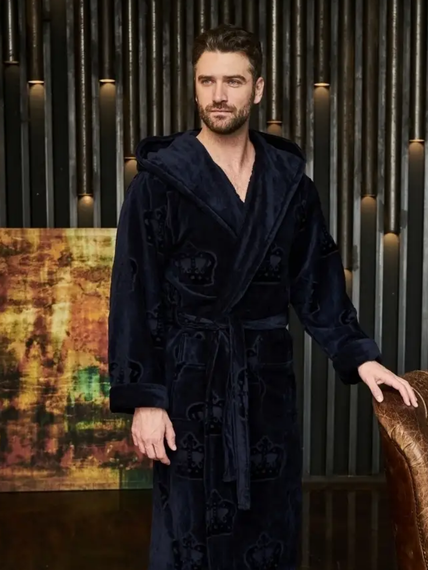 Халат мужской RICHARD с капюшоном Синий POLENS Турция