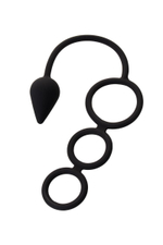 Тройное эрекционное кольцо с анальным хвостом Drop S-size (Цвет: черный)