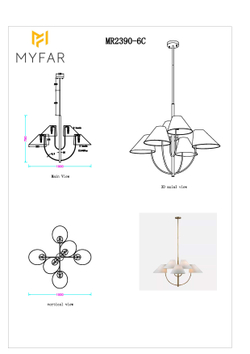 Потолочная люстра на штанге MyFar Lukas MR2390-6C