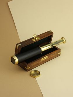 Nautical Подзорная труба в деревянном футляре
