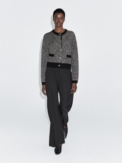 Massimo Dutti Кардиган из смесовой шерсти с золотистыми пуговицами, черный