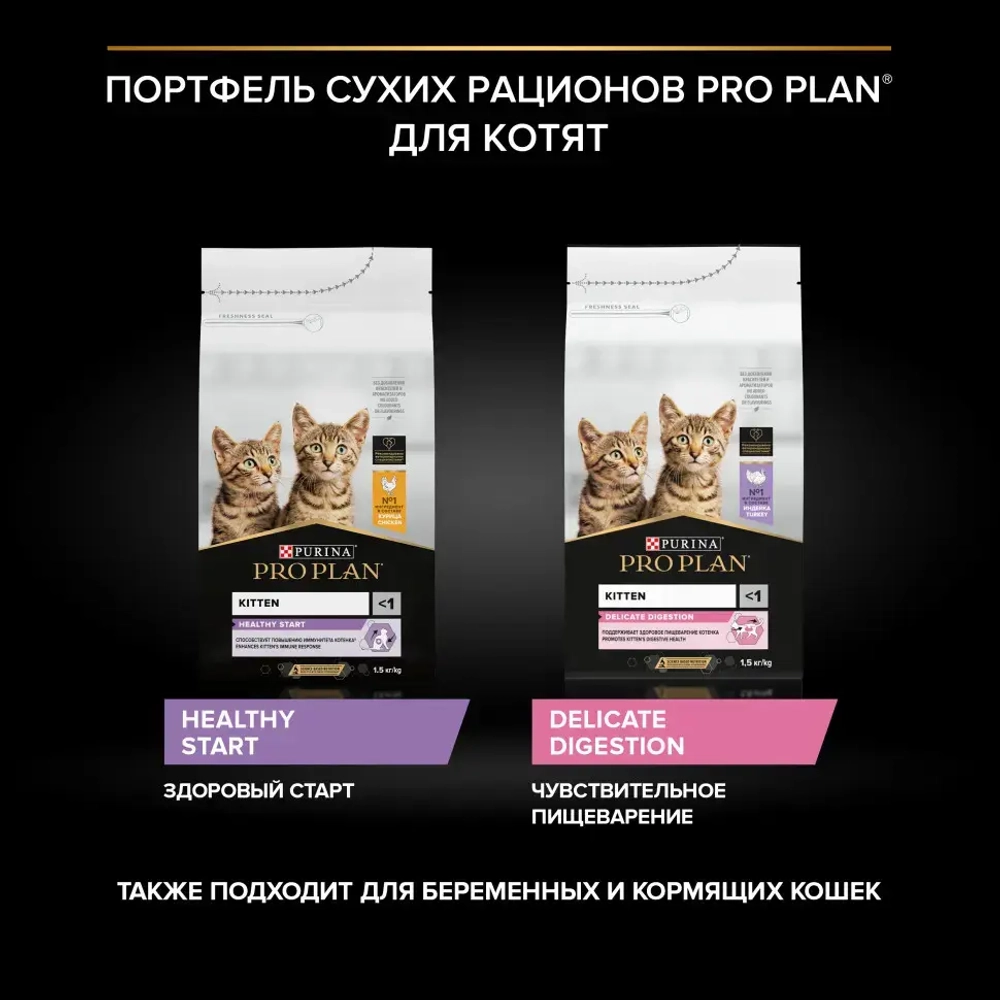Pro plan healthy start сухой корм для котят, беременных и кормящих кошек, с курицей - 400 + 400 г в подарок