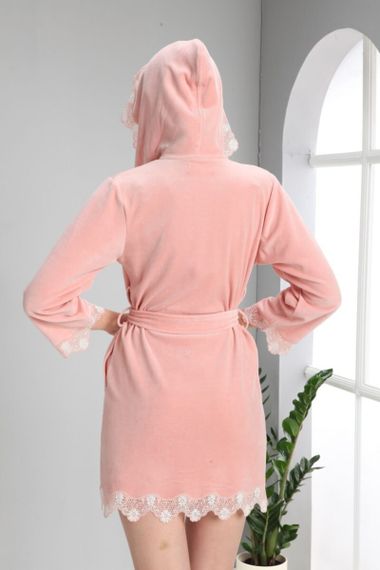 Женский халат с капюшоном 0405 пудра NUSA