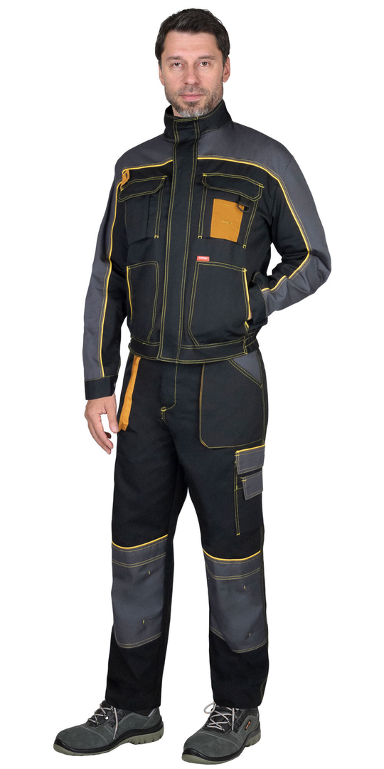 Костюм СИРИУС-АГАТ куртка, полукомбинезон, черный с темно-серым