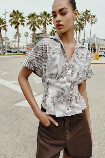 ZARA ШОРТЫ Z1975 MOM FIT, КОРИЧНЕВЫЙ