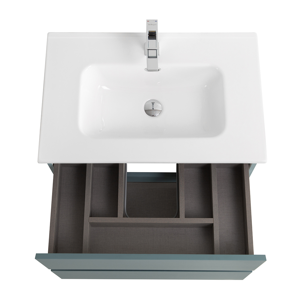 Тумба с раковиной подвесная BelBagno KRAFT-600-2C-SO-AO Голубой матовый, раковина белая BB600ETL